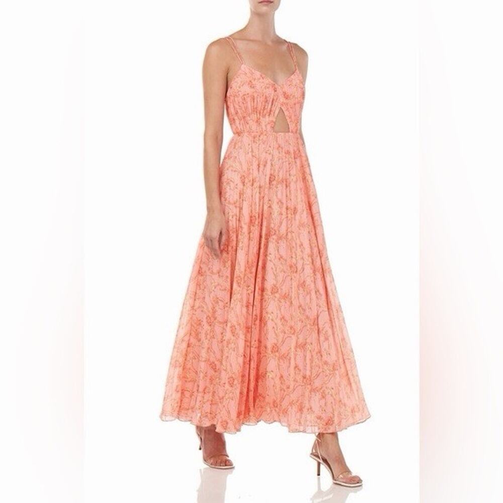 AMUR Lucy Pleated Cut-Out Strappy Midi Floral Gown Prom Dress Size 4